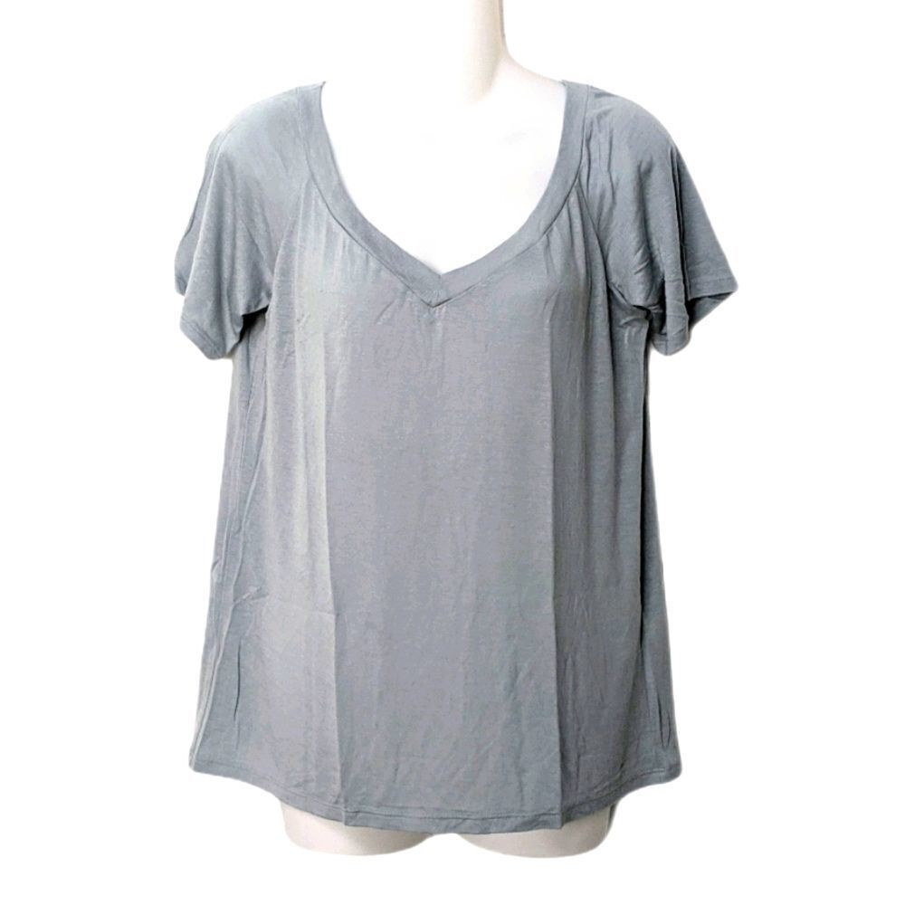 REFORMATION Linen Blend V-Neck T-Shirt XS